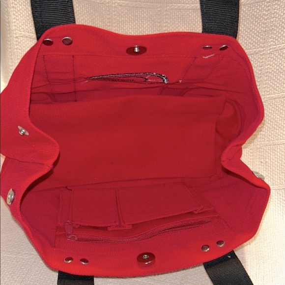 Red Canvas Tote Bag with Black Handles and UGA Logo - Picture 5 of 7